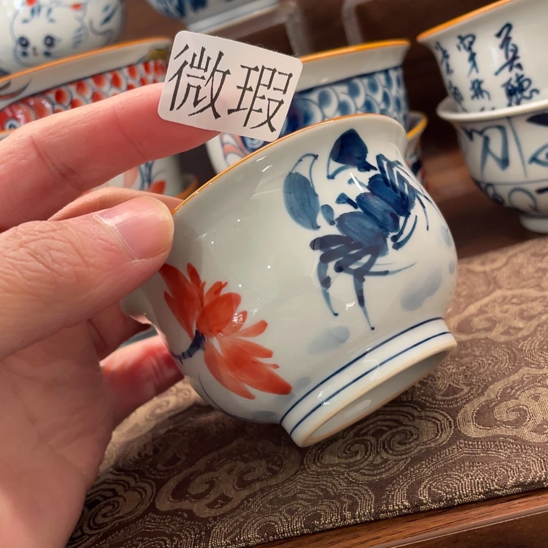 釉下手绘茶具微瑕