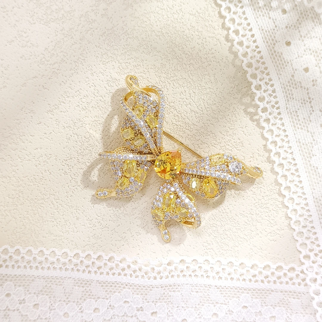 铜合金合成锆石胸针 WASLX-000120 【华荣】 胸针轻奢百搭精致