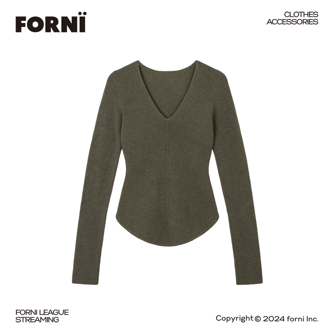FORNI × YOYO 小舒适 羊毛V领显瘦针织衫网红时尚百搭长袖针织衫