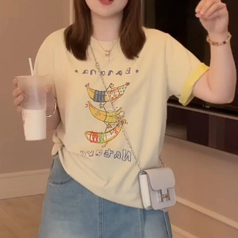 〖定制香蕉T〗2025新款夏款百搭时尚气质香蕉短袖T恤LK2503067