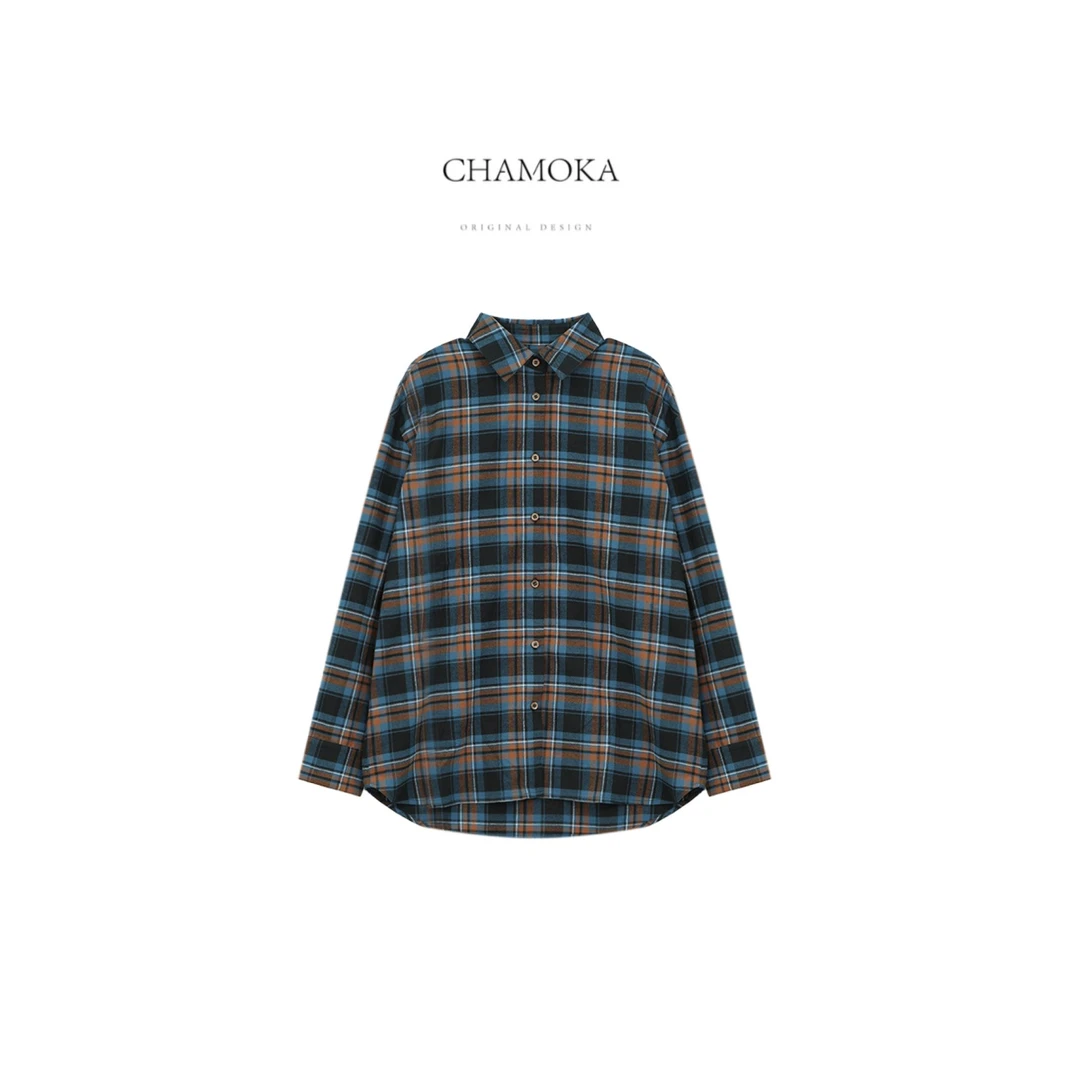 【年中大促】复古高级oversize显瘦百搭纯棉色织格子衬衫L765