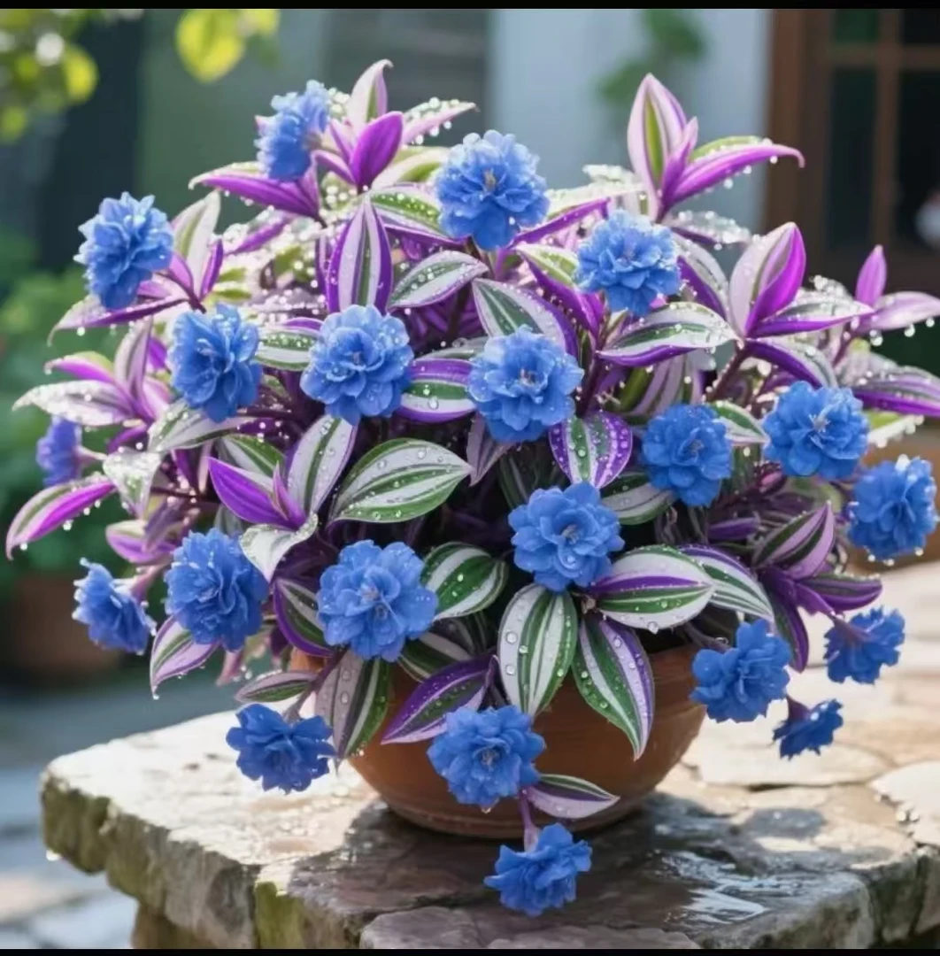 新品杂交开花婚礼紫露油画吊兰盆栽水培观叶阳台植物绿植室内花卉