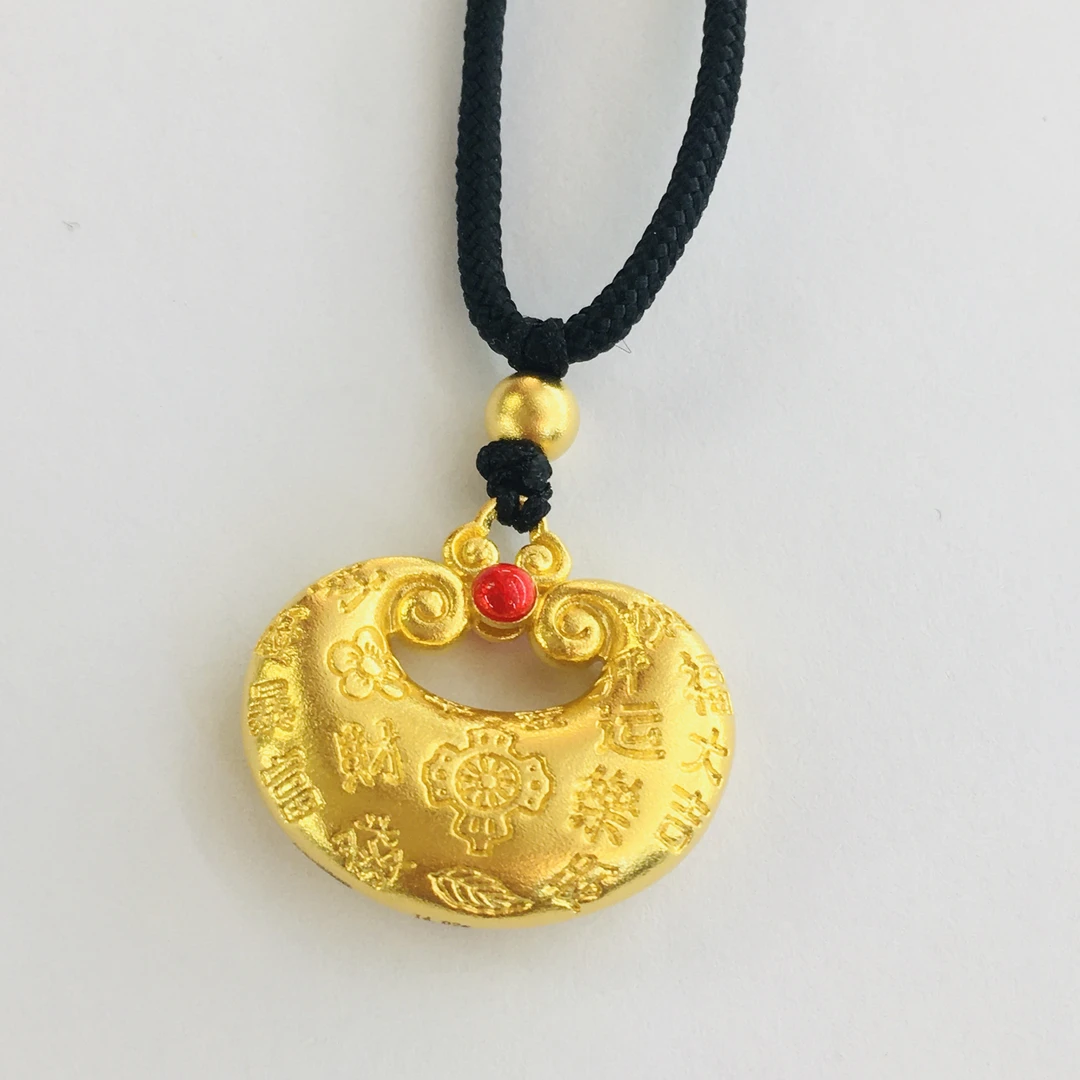 黄金足金999古法锁包挂坠