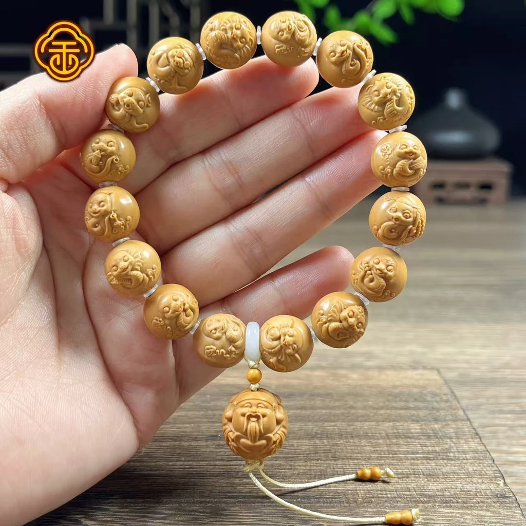猴头核桃 1.3金蛇送福坠财神 文玩手串