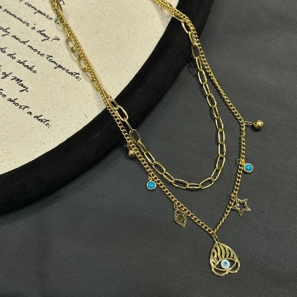 钛钢项链 GULUM 601 双层钛钢项链叠戴设计感个性金色时尚