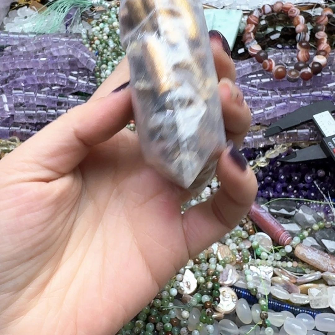 玛瑙/玉髓未镶嵌珠宝半成品一包金柳管珠