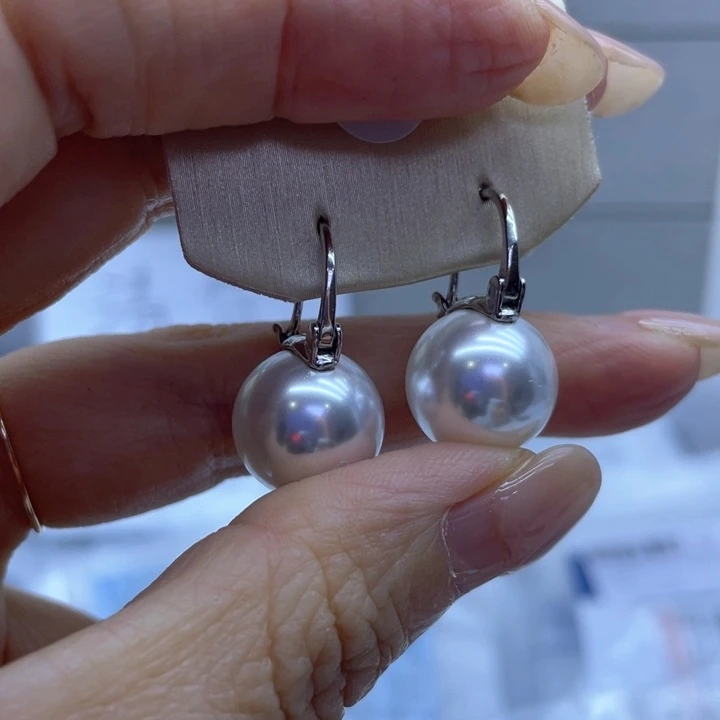 银S925镶嵌淡水珍珠耳饰