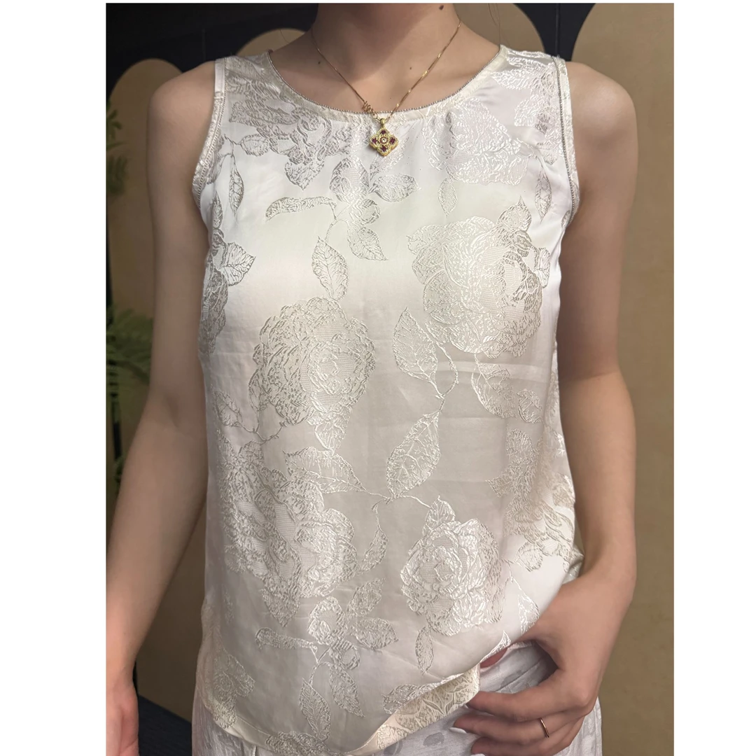 【现货-有险】女新国风百搭高定新中式上衣奥蚕丝香云纱背心吊带