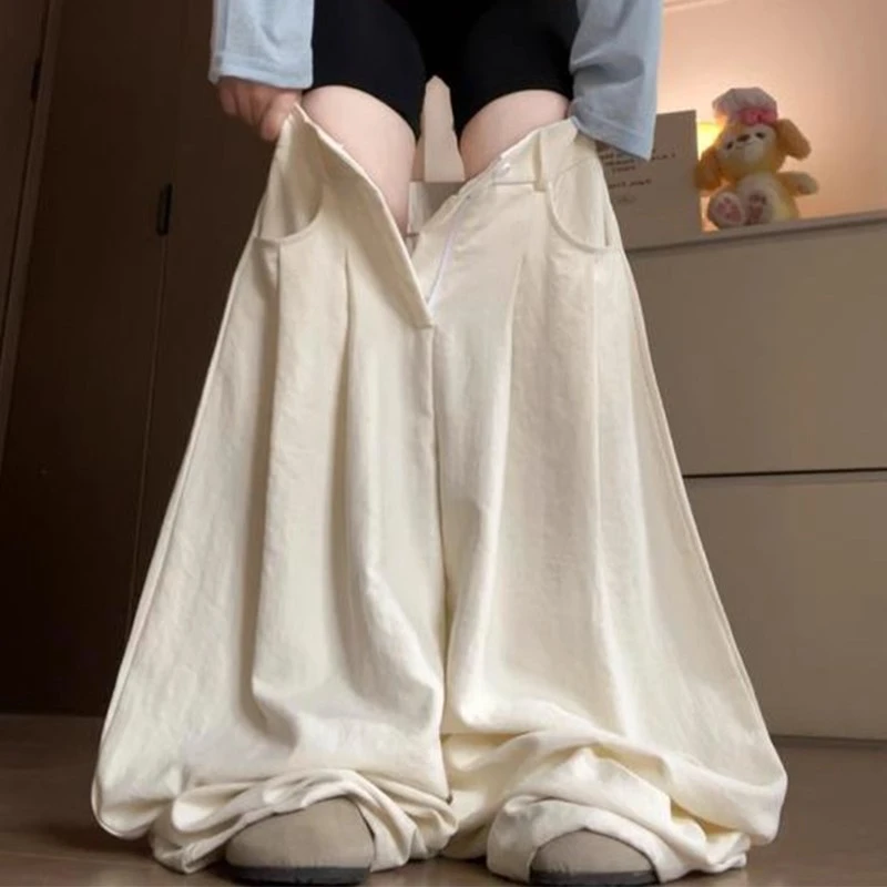 西装山本裤女夏季薄款2025新款高腰显瘦垂感小个子冰丝拖地阔腿裤