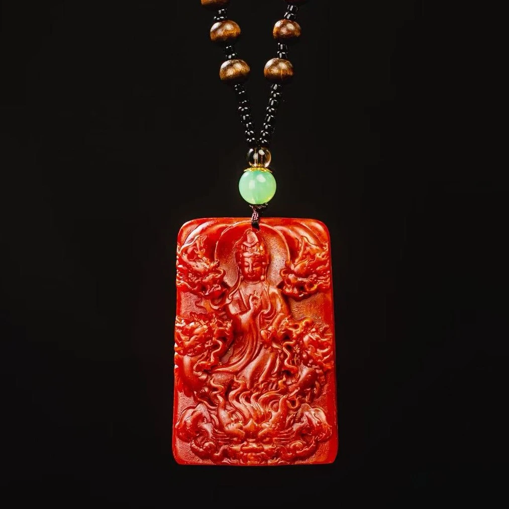 {老三高端甄选}zjy4 精品御龙观音松叶 珀吊坠