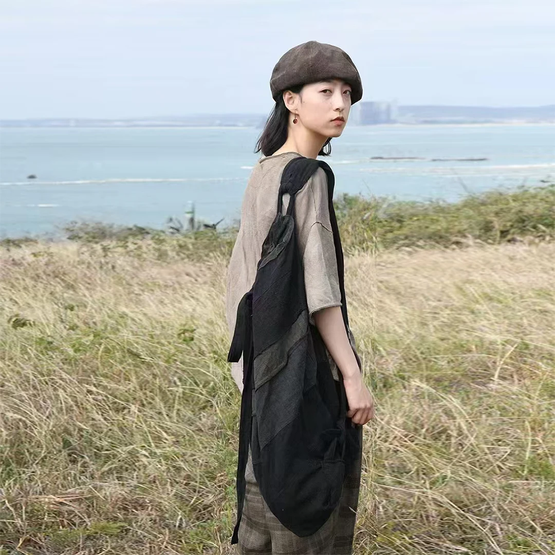 【7折款】左岸迷香Z21SS0008拼色布衣分享   亚麻双肩包运动时尚