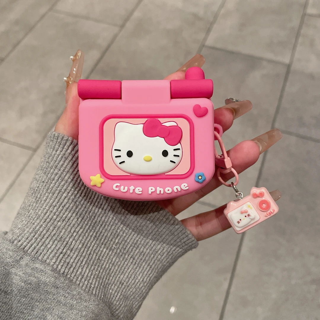 翻盖KT镜子AirPods4代蓝牙耳机套适用AirPodsPro2保护壳苹果3代5