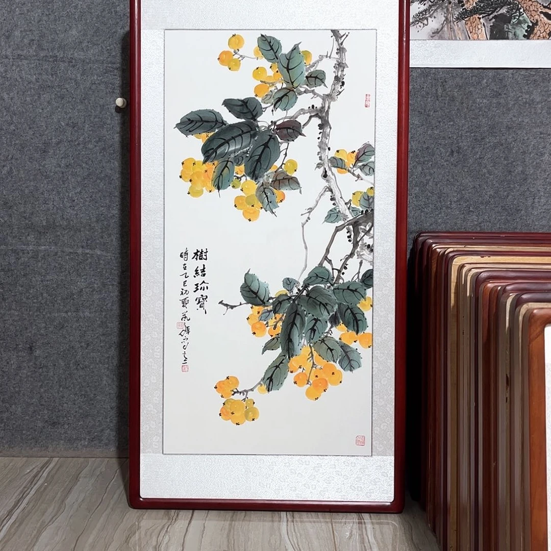 国画书画作品带框123×63厘米