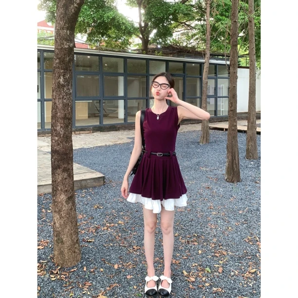 赵小小【全员爱住 自在慵懒】小香风背心百褶背心a字连衣裙27877