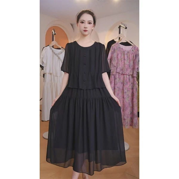 【赠送运费险】L9021 2025年夏季新款时尚气质假两件中长款连衣裙