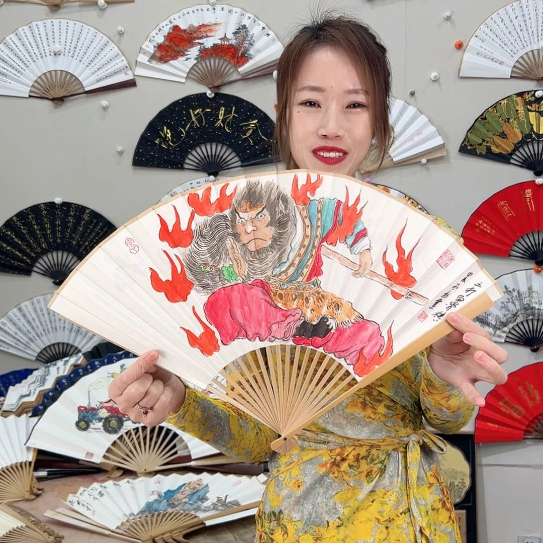 书法汇*?九五寸玉竹-文玩扇-手写-粘好发出