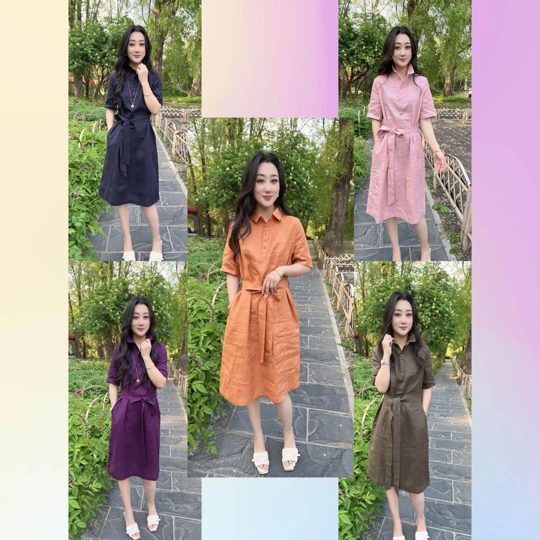 （9963）雪颖家2025年夏季新款苎麻简约气质百搭连衣裙女