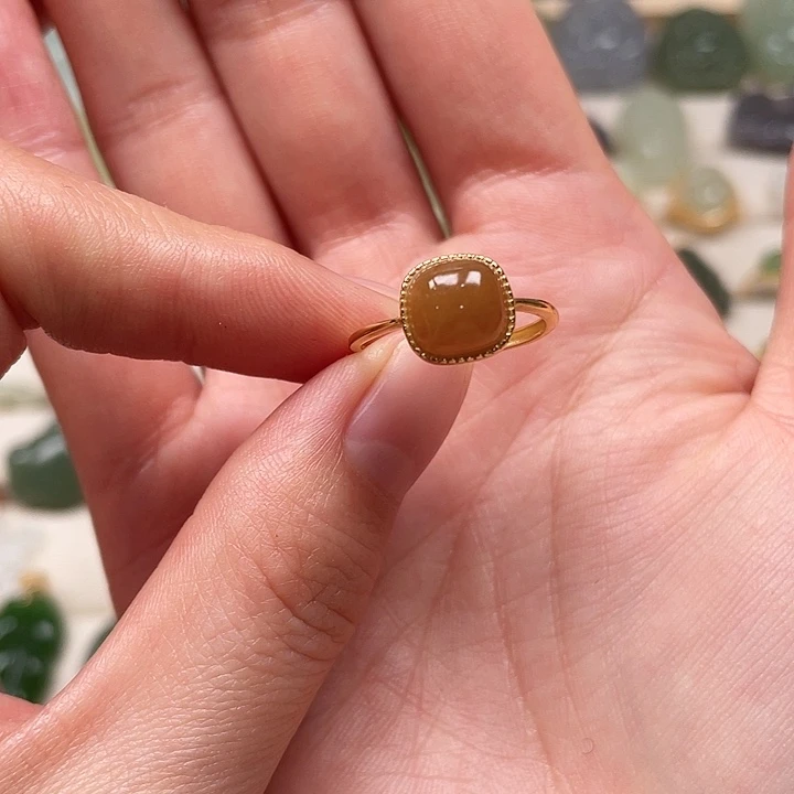 和田玉戒指银S925镶嵌