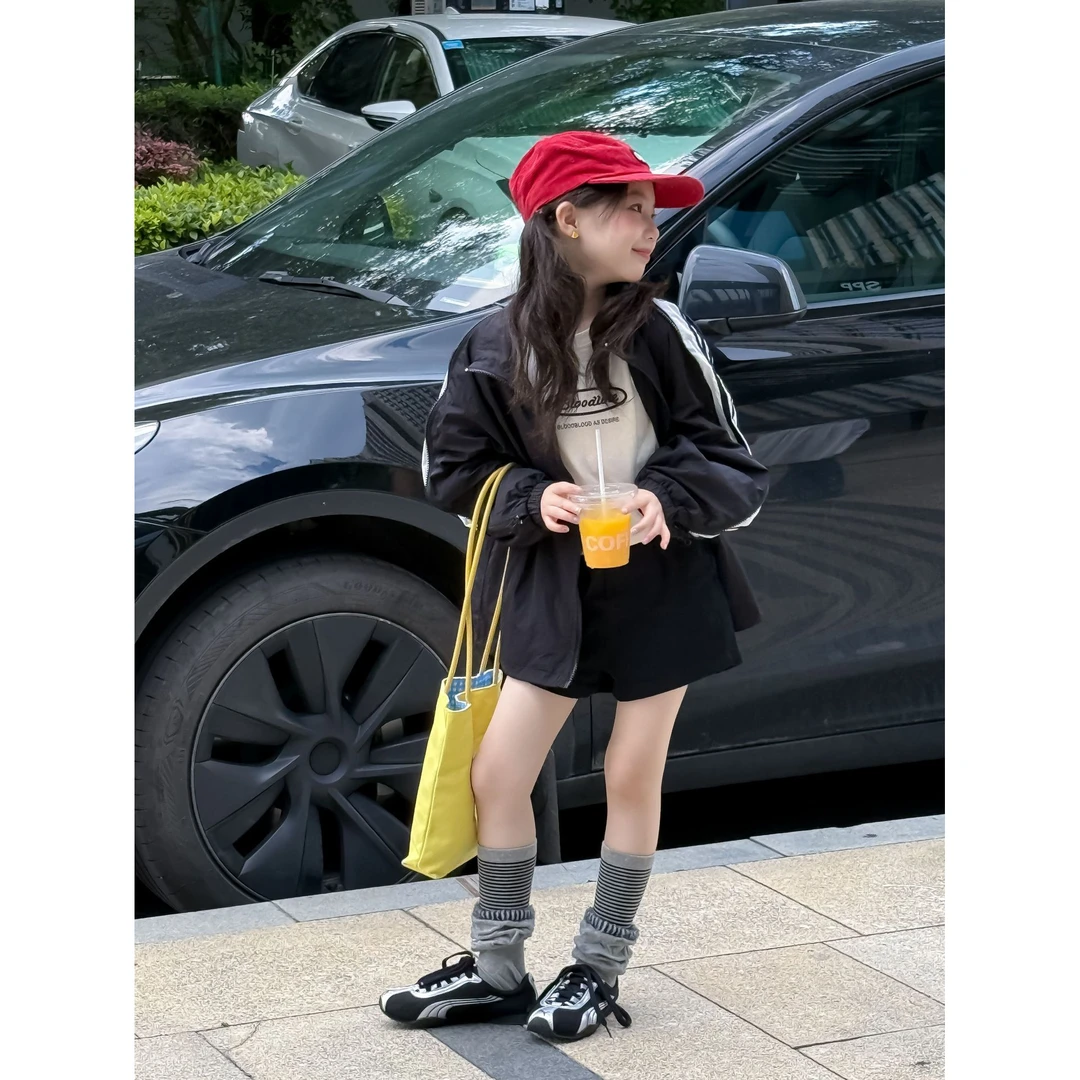 童外套2025秋新款女童设计感长袖立领冲锋衣儿童速干宽松外套上衣