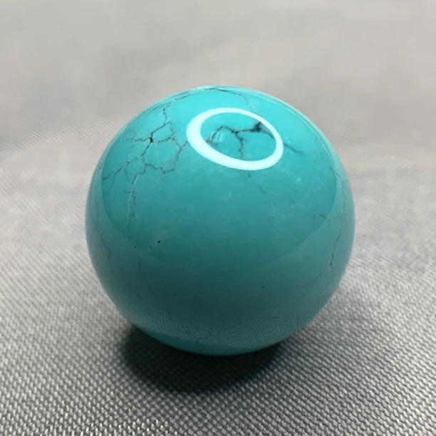 原矿绿松石圆珠，直径14.8mm重4.75克