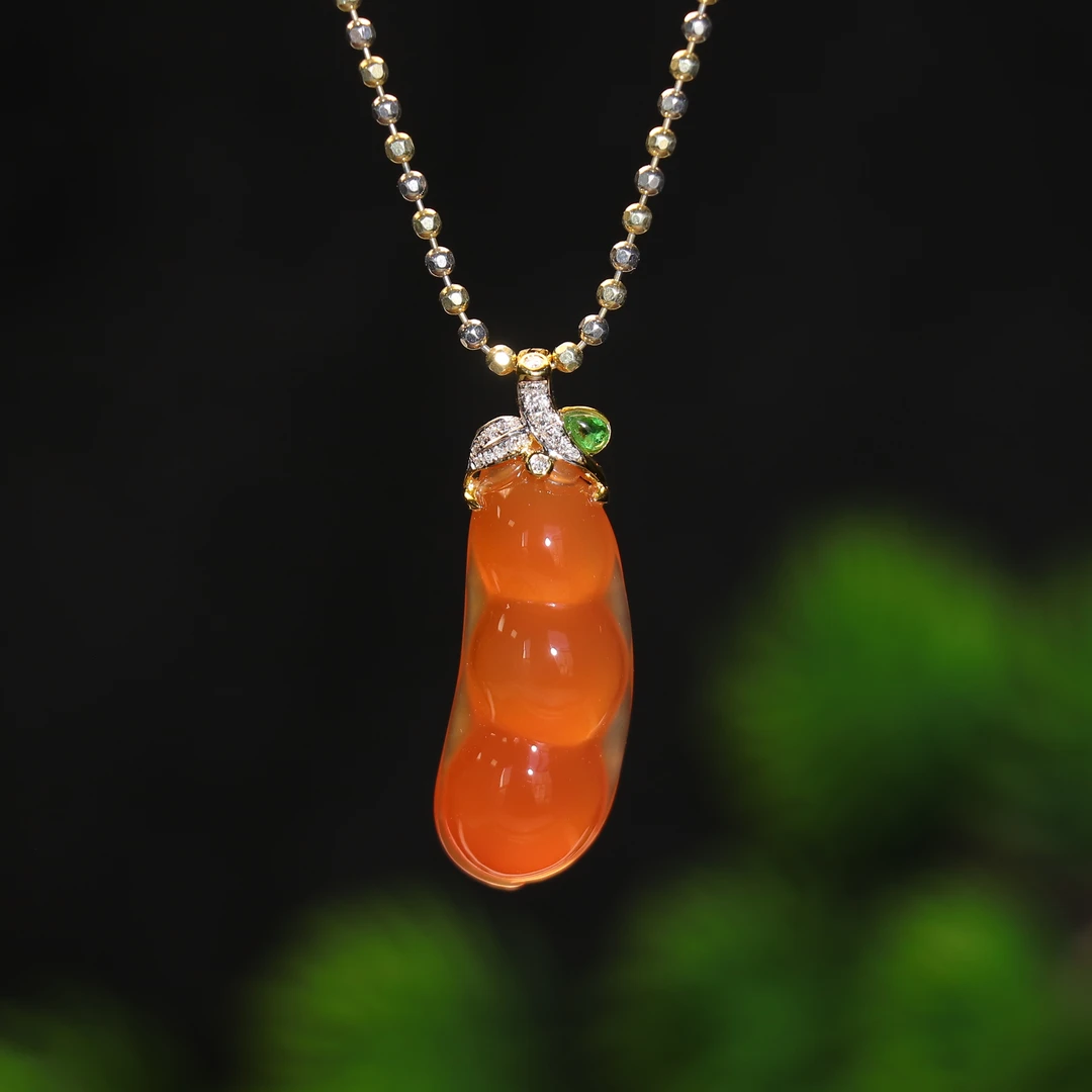 【熊总夫妇】臻藏·宝石级南红冰红福豆吊坠