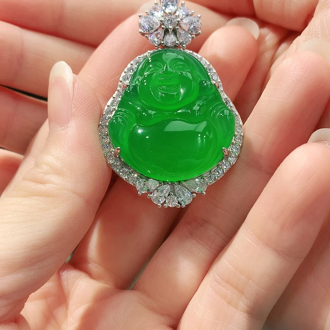 玛瑙/玉髓银S925镶嵌吊坠