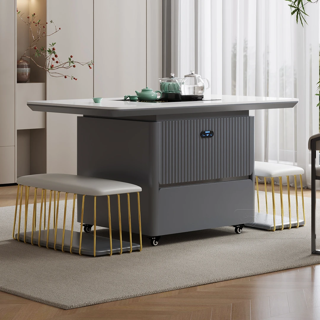 1.2/1.4米阳台家用意式客厅升降泡茶桌办公桌第五代升降茶盘自动