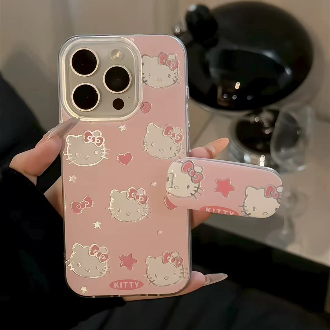 羽纱IMD粉色爱心猫咪ins手机壳适用苹果16华为p70oppo小米15vivo