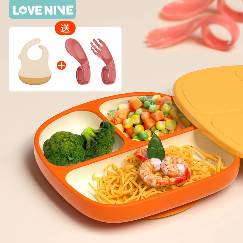 宝宝餐盘儿童辅食分格盘婴儿吸盘式硅胶碗一体式吃饭餐具