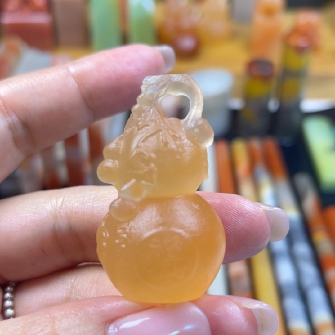 印石青田石新疆美人红葫芦×1