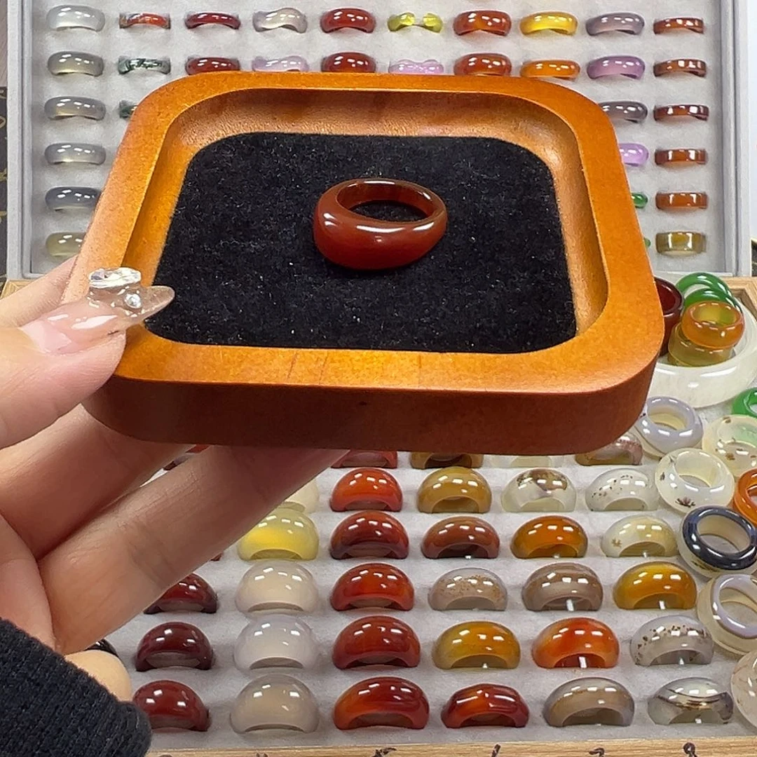 玛瑙/玉髓未镶嵌戒指A6不退换18港17+