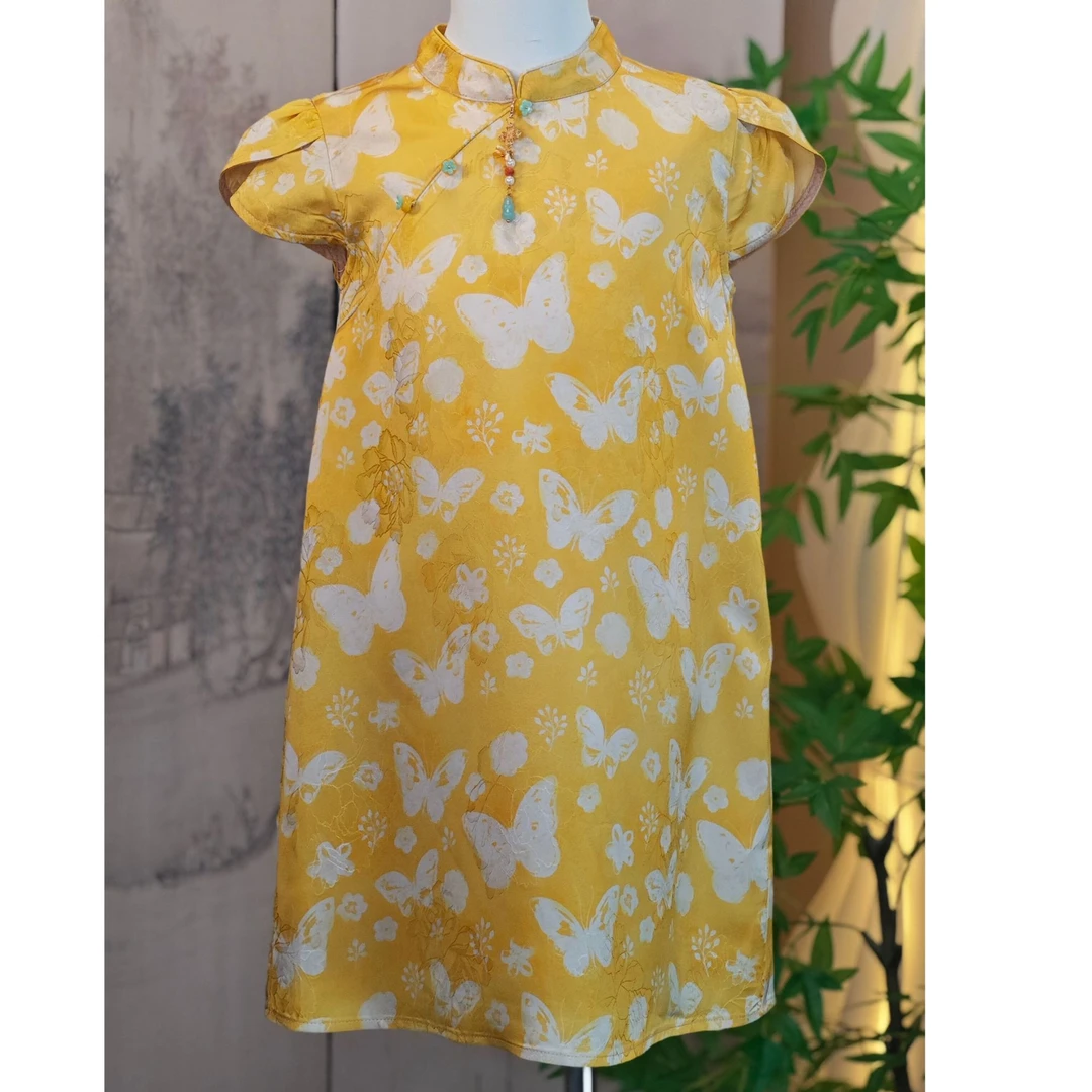 【120码直播间样衣】咨询主播客服女童木薯丝旗袍裙国风改良旗袍裙