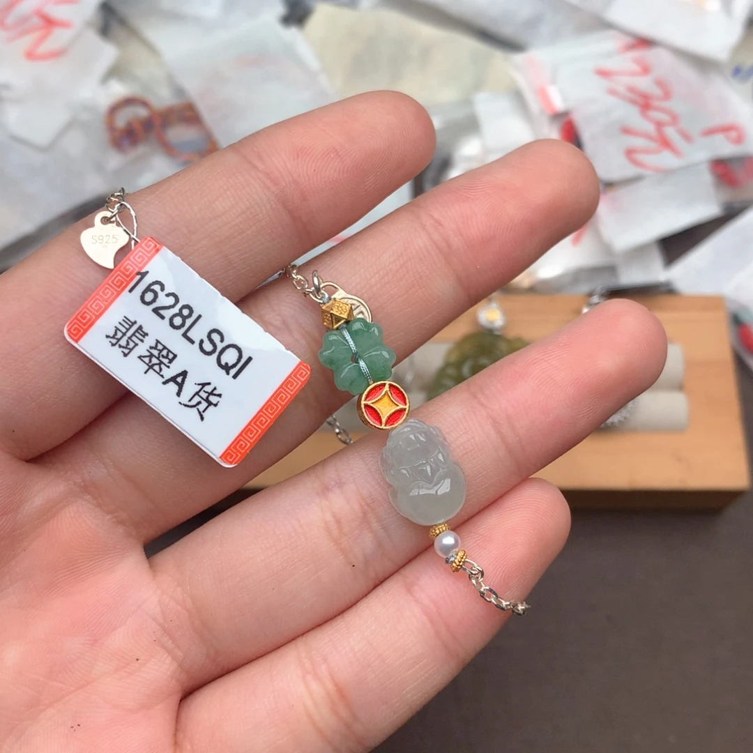 翡翠银S925镶嵌挂件一