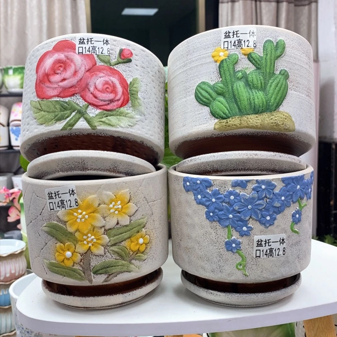 陶瓷@陶瓷花盆@@百花齐放