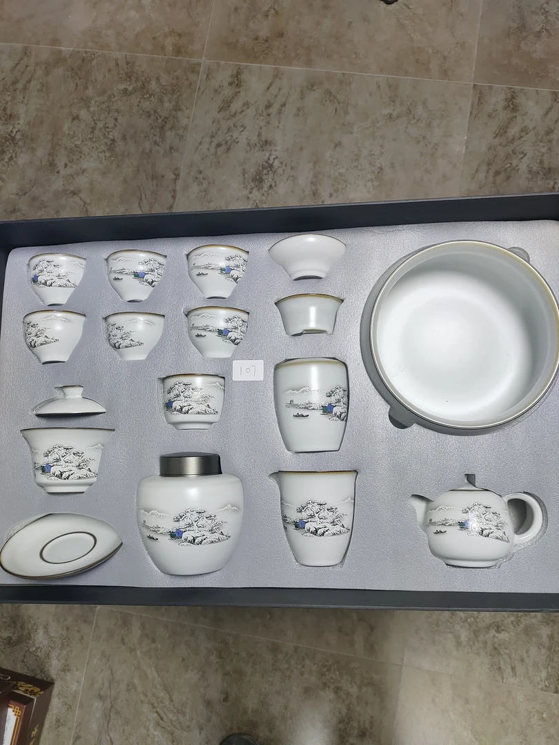 汝窑开片雪景茶具礼盒装高档家用中式茶杯套组a18