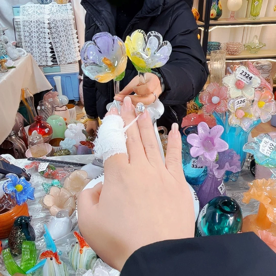 2朵樱花家悦美居琉璃摆件