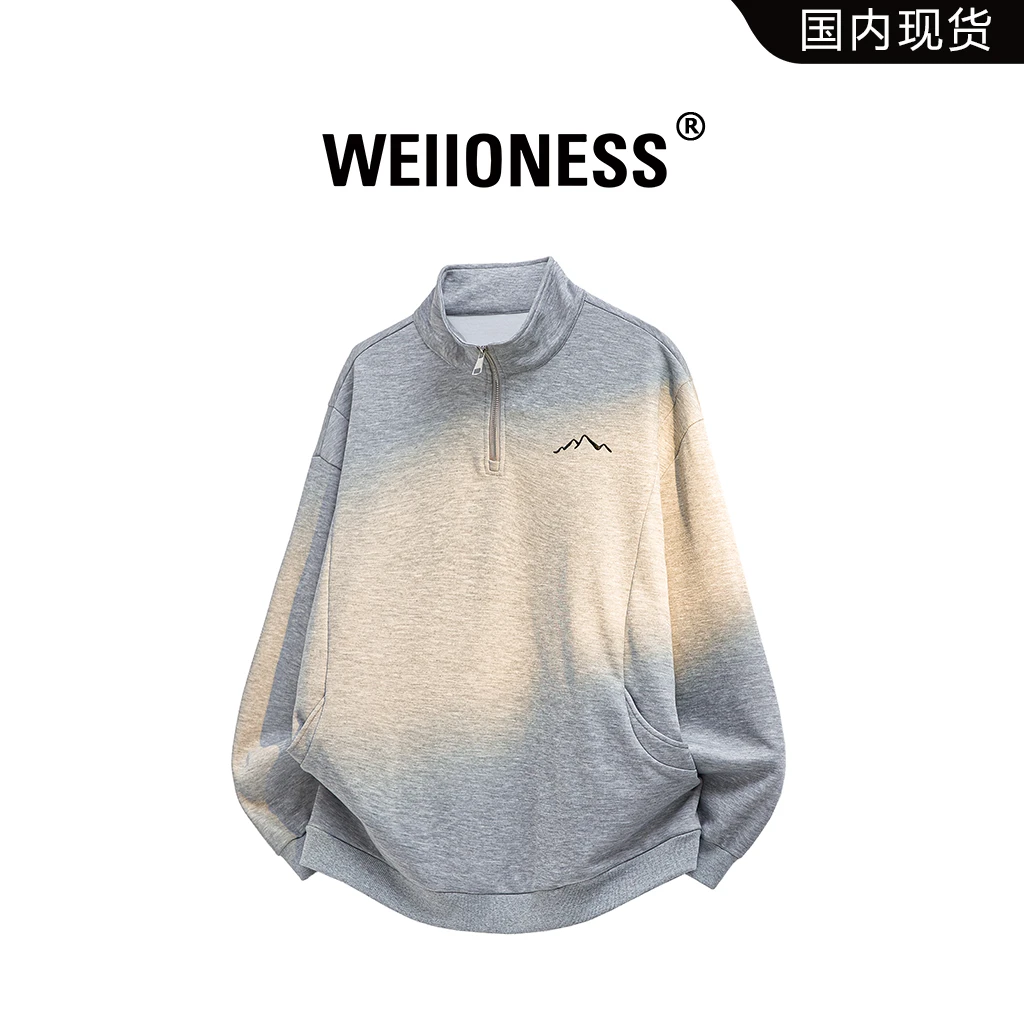WEIIONESS立领卫衣男春秋季潮牌半拉链设计感上衣男生高级感衣服