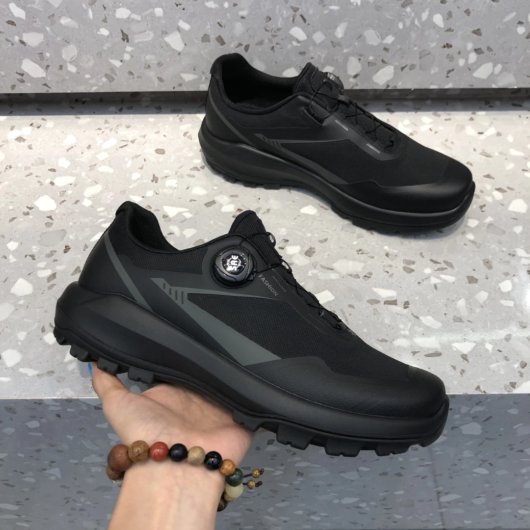 男士轻便厚底透气黑色低帮男鞋舒适增高网面鞋减震耐磨休闲户外