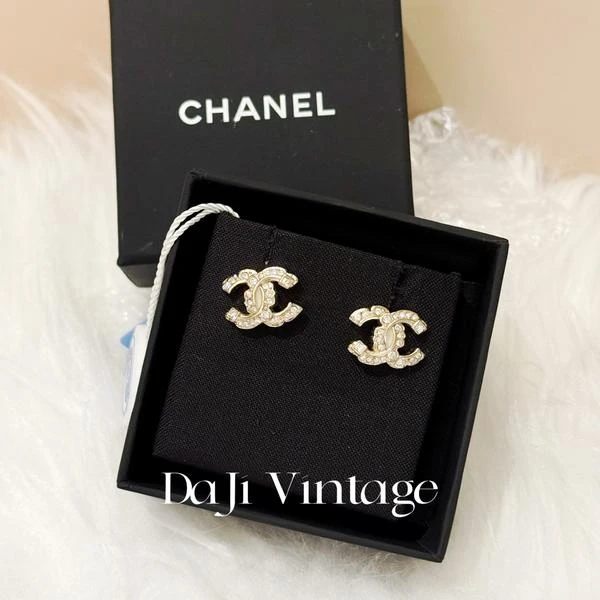 大吉中古/Chanel香奈儿经典双C镶钻耳钉