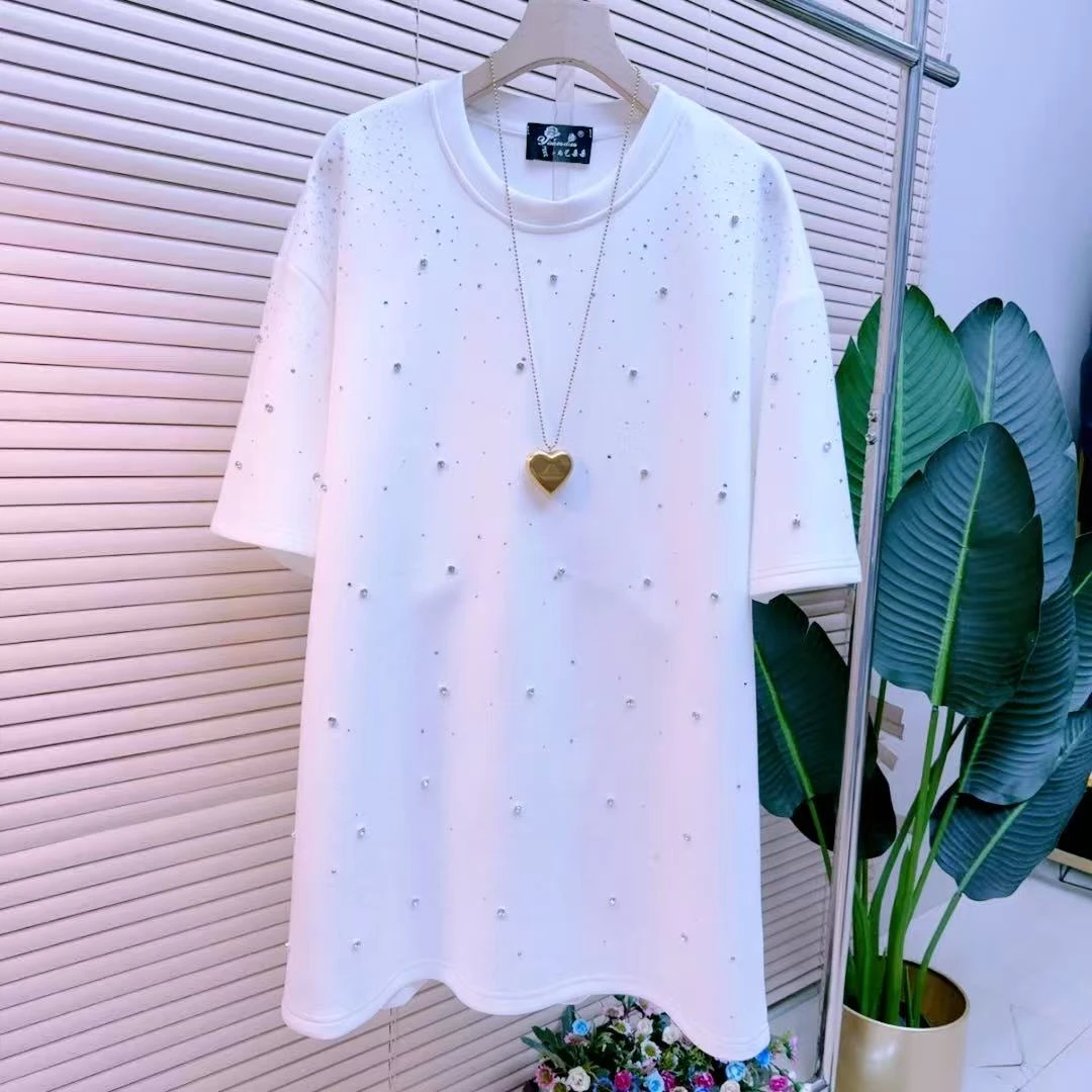 胖mm欧货时尚气瘦韩版重工定制时髦84127轻奢法式简约设计感半袖