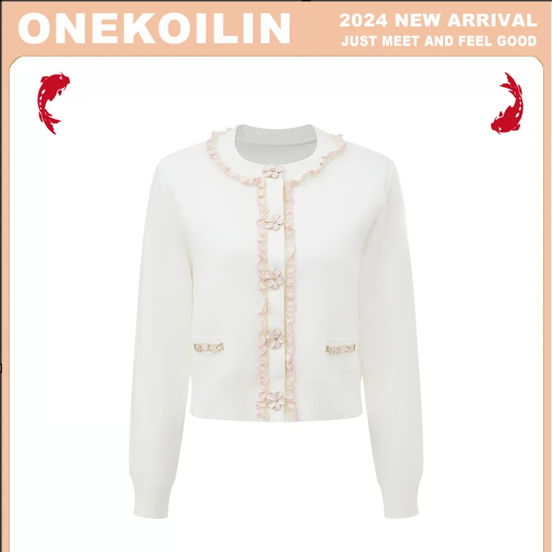 &OneKoilin“宝石秘境”小众原创手钩定制花瓣纽扣针织毛衣 BSMJ