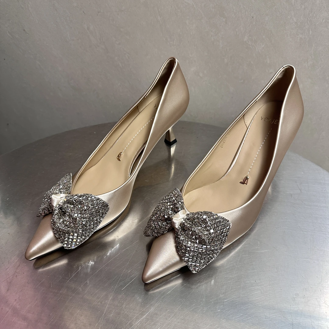 【素素家】2025春夏新款一脚蹬尖头细跟高跟鞋女士浅口法式轻奢