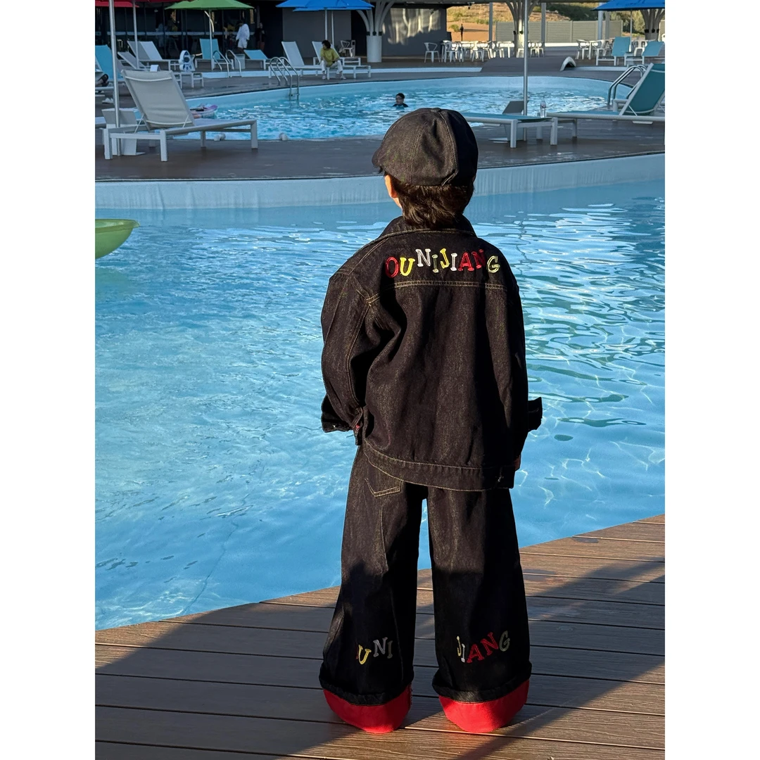 【现货】伟伟同款【霓虹旧调】2025秋季新品刺绣字母牛仔套装WW0883