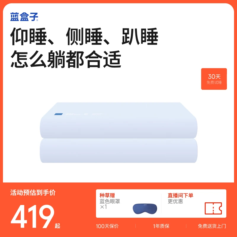 蓝盒子【小蓝枕N2双支装】深睡眠记忆枕学生护颈慢回弹男女枕头家居