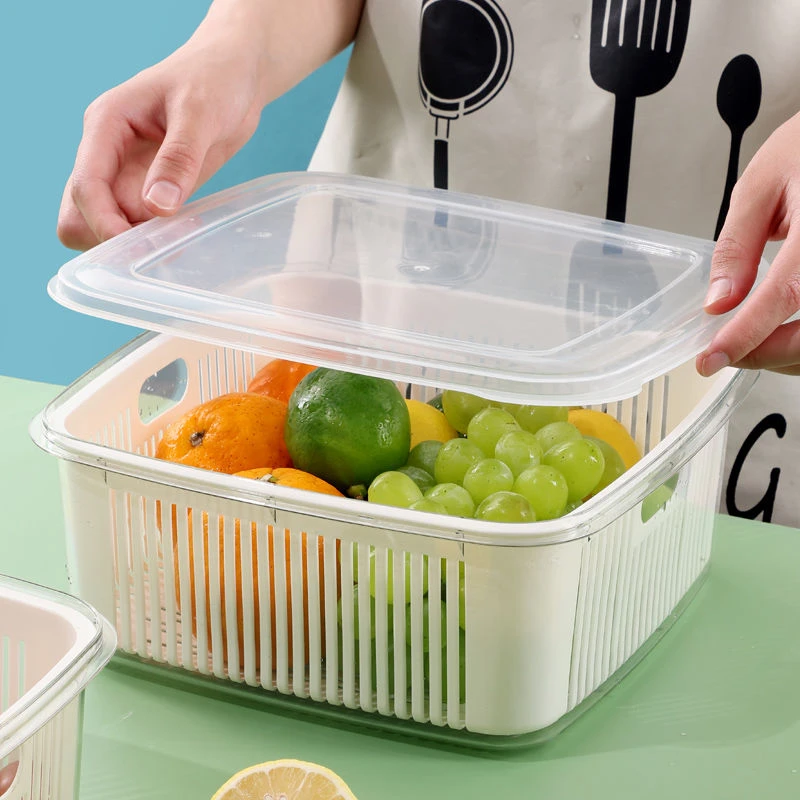 新疆西藏包邮双层带盖沥水篮厨房洗菜盆洗菜篮子塑料加厚滤水菜篓