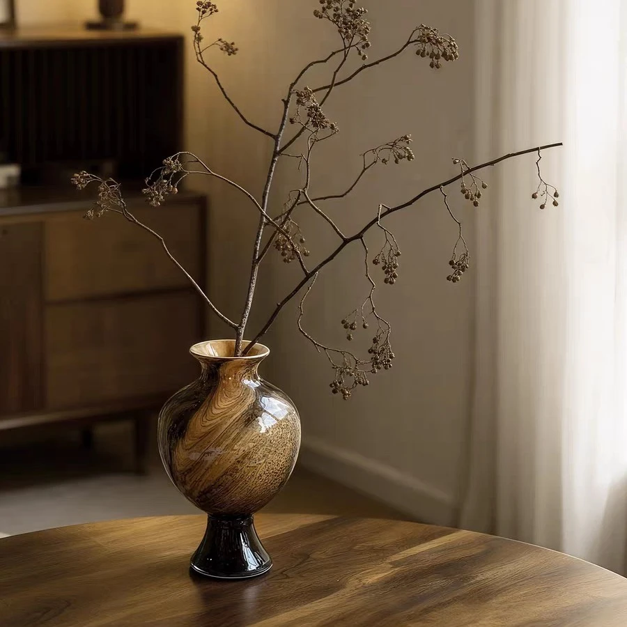 复古款浮雕美式花瓶餐桌玄关摆件电视柜茶几新款水培鲜花仿真花器