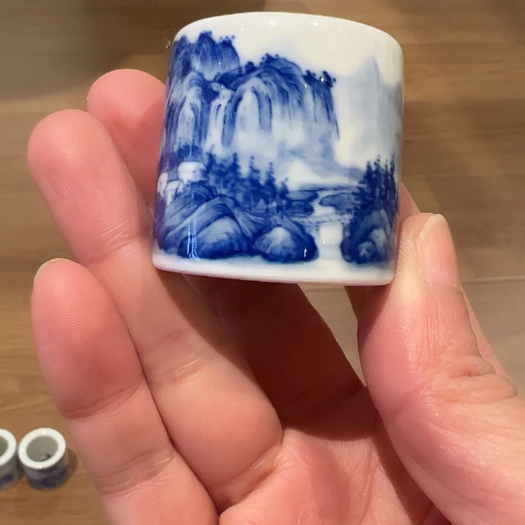 怡琅柴窑手工手绘山水盖置