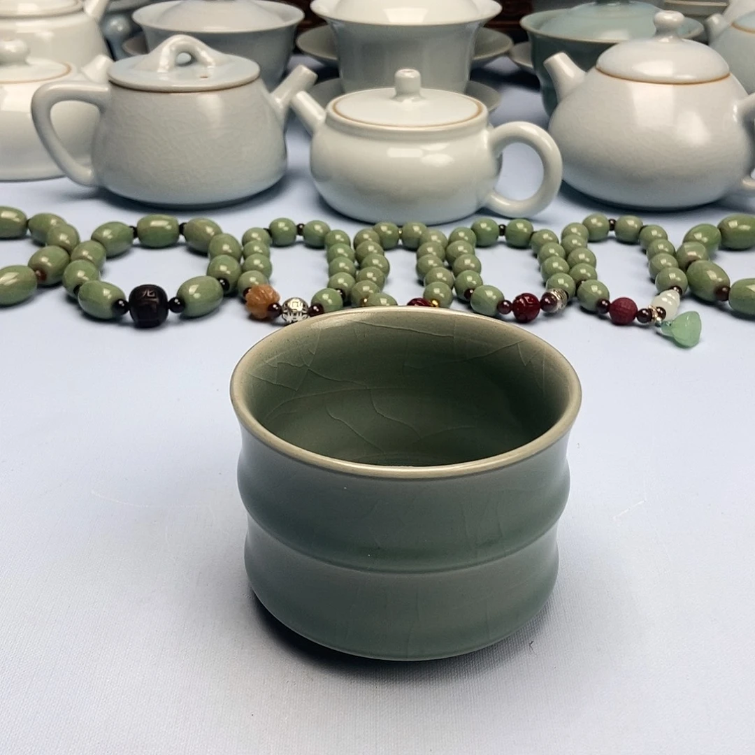 杯微瑕仿古釉竹节杯原矿原釉原产地