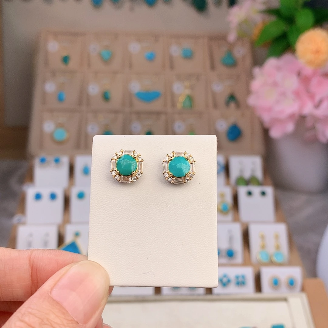 徐***阳银S925镶嵌绿松石耳饰