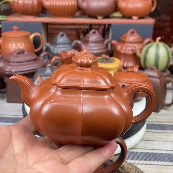 紫砂茶壶筋纹传炉230cc原矿赵庄朱泥